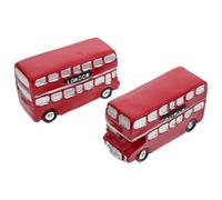 VOSAREA Mini Autobus Retro 2 Pezzi Decorative in Resina retrò per Decorazioni Casa Giocattoli in Miniatura per Ufficio e Camera