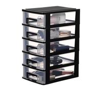 VOSAREA Mobiletto Portaoggetti a 5 Cassetti Trasparenti, Armadio in Plastica per Piccoli Oggetti, Organizer Multi-Piano per Studio e Soggiorno