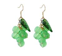 VOSAREA Orecchini Bottone con Pendenti Tema Frutta in Argento Design Creativo Forma di Grappolo d Uva Verde Accessori Eleganti e Originali per Donna Idea Regalo Unica e Resistente