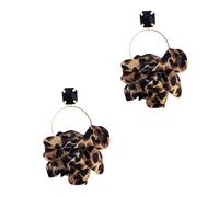 VOSAREA Orecchini Cerchio Leopardati in Tessuto Retro da Donna Pendenti Chic con Ganci in Argento Gioielli di Tendenza per Feste e Regali Eleganti