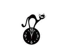 VOSAREA Orologio da Parete Gatto con Superficie Specchiata e Design senza Ticchettio, Decorazione Murale Cartonata per Casa e Libreria, Acrilico Nero, 1 Pezzo