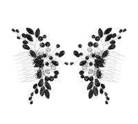 VOSAREA Pettini per Chioma da Sposa Neri con Cristalli e Strass, Accessori Decorativi Eleganti per Damigelle, Set 2 Pezzi per Cerimonie e Matrimoni