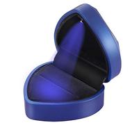 VOSAREA Scatola per anello da sposa luminosa in velluto a forma di cuore con luce a LED, decorazione di San Valentino, matrimonio, compleanno, rosso (blu)