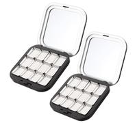 VOSAREA Set 2 Pezzi Palette Magnetiche Nere per Ombretti e Blush Leggere e Versatili in Plastica e Metallo, per Negozio di Cosmetici e Salone, Contenitori Ricaricabili per 12 Cialde