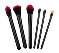 VOSAREA Set 6 Pennelli Trucco Professionali per Viso e Ombretto Manico lungo Rosso, Portatile e Multifunzionale per Trucco Femminile, Adatto per Viaggi e Uso Quotidiano