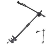 VOSAREA Supporto Cellulare da Tavolo Braccio Telescopico Articolato in Metallo e Silicone Antiscivolo per Momenti di Svago e Video, Design Nero Regolabile e Pratico