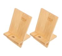 VOSAREA Supporto per Cellulare e Tablet in Legno di Bambù 2 Pezzi con Foro di Ricarica Supporto da Tavolo per Smartphone per Casa Ufficio e Viaggi
