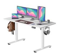 VOSATRON Scrivania elettrica regolabile in altezza, 160 x 60 cm, scrivania regolabile in altezza, con controllo della memoria e tecnologia anti-collisione, ruote, tavola giuntura, telaio bianco/tavolo