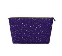 VOSERY Beauty case in pelle, trousse da viaggio per donne, cielo notturno, stelle dorate, blu navy, borsa per il trucco, graziosa borsa per il trucco, borsa impermeabile per il trucco