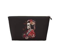 VOSERY Beauty case in pelle, trousse da viaggio per donne, scheletro geisha con fiori, borsa per il trucco, graziosa borsa per il trucco, borsa impermeabile per il trucco