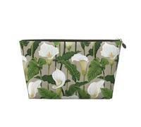 VOSERY Beauty case in pelle, trousse da viaggio per donne, splendida calla fiori di giglio, borsa per il trucco, graziosa borsa per il trucco, borsa impermeabile per il trucco
