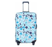 VOSERY Borsa bagagli da viaggio - stampa matematica, righello, blu, copertura per bagagli lavabili, protezione adatta per bagagli da 45,7 a 81,3 cm, Nero , xl