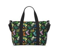 VOSERY Borsa da viaggio, a righe con simpatico geco lucertola pianta_Una borsa da viaggio da donna, borsa da viaggio essenziale per lo sport, borsa da palestra per uomini, borsa da notte borsa per