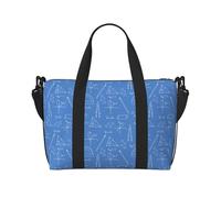 VOSERY Borsa da viaggio, blu stampa matematica righello borsa da viaggio borse da viaggio per donne, borsa da viaggio essenziale per lo sport borsa da palestra per gli uomini, borsa da notte borsa per