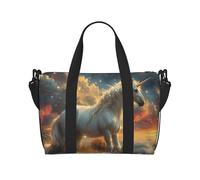 VOSERY Borsa da viaggio, borsa da viaggio con cavallo bianco cielo stellato, borsone da donna, borsa da viaggio essenziale per lo sport, borsa da palestra per gli uomini, borsa da notte borsa per
