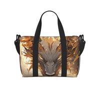 VOSERY Borsa da viaggio, borsa da viaggio con drago bianco con corna dorate, borsone da donna, borsa da viaggio essenziale per lo sport, borsa da palestra per gli uomini, borsa da viaggio per oggetti