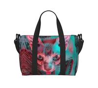 VOSERY Borsa da viaggio, borsa da viaggio con gatto psichedelico senza peli, borsone da viaggio, borsa da palestra da uomo, borsa da viaggio per uomo, borsa da viaggio per oggetti personali