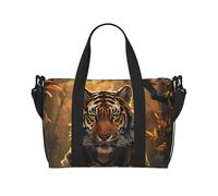 VOSERY Borsa da viaggio, borsa da viaggio con tigre nella foglia caduta della foresta borsone da donna, borsa da viaggio essenziale per lo sport, borsa da palestra per gli uomini, borsa da notte borsa