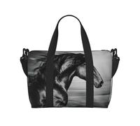 VOSERY Borsa da viaggio, borsa da viaggio in bianco e nero con cavallo da corsa, borsone da donna, borsa da viaggio essenziale per lo sport, borsa da palestra da uomo, borsa da viaggio per oggetti