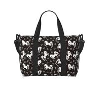 VOSERY Borsa da viaggio, borsa da viaggio moderna con cavallo nero bianco borsa da viaggio borsone da donna, borsa da viaggio essenziale per lo sport, borsa da palestra per gli uomini, borsa da notte