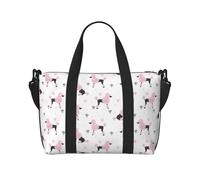 VOSERY Borsa da viaggio, borsa da viaggio rosa con simpatico barboncino e corona di cane, borsa da viaggio da donna, borsa da viaggio per sport, palestra, borsa da uomo, borsa da viaggio per oggetti