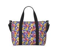 VOSERY Borsa da viaggio, borsa da viaggio tricolore con fiori di viole del pensiero da donna, borsa da viaggio essenziale per lo sport, borsa da palestra per uomini, borsa da notte borsa per oggetti