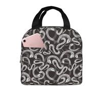 VOSERY Borsa per il pranzo, borsa per il pranzo, per donne e uomini, adulti, astratta minimalista serpente bianco isolata, borsa termica per il pranzo, a prova di perdite, riutilizzabile, grande