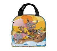 VOSERY Borsa per il pranzo, borsa termica per il pranzo, per donne e uomini, adulti, animali su Noah's Ark1, borsa termica per il pranzo, a prova di perdite, riutilizzabile, grande capacità, per