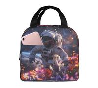 VOSERY Borsa per il pranzo, borsa termica per il pranzo, per donne e uomini, adulti, astronauta in giardino cosmico, borsa termica per il pranzo, a prova di perdite, riutilizzabile, grande capacità