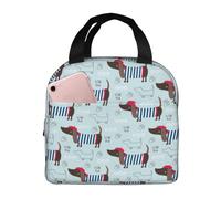 VOSERY Borsa per il pranzo, borsa termica per il pranzo, per donne e uomini, adulti, bassotto, cane, cucciolo, cappello, borsa termica per il pranzo, a prova di perdite, riutilizzabile, grande