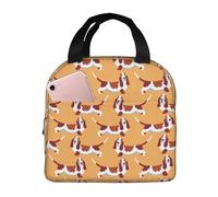 VOSERY Borsa per il pranzo, borsa termica per il pranzo, per donne e uomini, adulti, bassotto, cane, cucciolo, arancione, borsa termica per il pranzo, a prova di perdite, riutilizzabile, grande