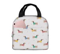 VOSERY Borsa per il pranzo, borsa termica per il pranzo, per donne e uomini adulti, bassotto cane cucciolo n. 1044, borsa termica per il pranzo, a prova di perdite, riutilizzabile, grande capacità