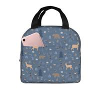 VOSERY Borsa per il pranzo, borsa termica per il pranzo, per donne e uomini, adulti, cervo, orso, pollo, riccio, fiore, borsa termica, a prova di perdite, riutilizzabile, grande capacità, per lavoro