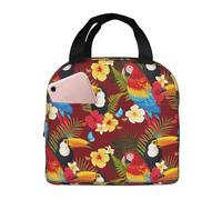 VOSERY Borsa per il pranzo, borsa termica per il pranzo, per donne e uomini, adulti, colorata con simpatico pappagallo, tucano e uccellino, borsa termica per il pranzo, a prova di perdite