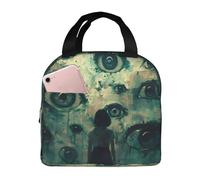 VOSERY Borsa per il pranzo, borsa termica per il pranzo, per donne e uomini, adulti, con gli occhi che guardano al buio, borsa termica per il pranzo, a prova di perdite, riutilizzabile, grande