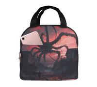 VOSERY Borsa per il pranzo, borsa termica per il pranzo, per donne e uomini, adulti, con mostro gigante sopra la città, borsa termica per il pranzo, a prova di perdite, riutilizzabile, grande capacità