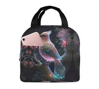 VOSERY Borsa per il pranzo, borsa termica per il pranzo, per donne e uomini, adulti, con motivo uccellino rosa, borsa termica per il pranzo, a prova di perdite, riutilizzabile, grande capacità, per