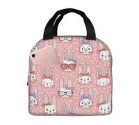 VOSERY Borsa per il pranzo, borsa termica per il pranzo, per donne e uomini, adulti, con occhiali divertenti, corona e coniglio, borsa termica per il pranzo, a prova di perdite, riutilizzabile, grande