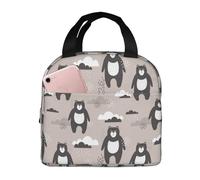 VOSERY Borsa per il pranzo, borsa termica per il pranzo, per donne e uomini, adulti, con orso dei cartoni animati, borsa termica marrone per il pranzo, a prova di perdite, riutilizzabile, grande