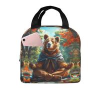 VOSERY Borsa per il pranzo, borsa termica per il pranzo, per donne e uomini, adulti, con orso meditante in acero, borsa termica per il pranzo, a prova di perdite, riutilizzabile, grande capacità, per