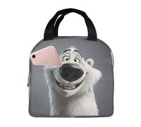 VOSERY Borsa per il pranzo, borsa termica per il pranzo, per donne e uomini, adulti, con orso polare sorridente, borsa termica per il pranzo, a prova di perdite, riutilizzabile, grande capacità, per