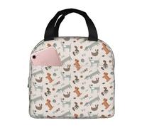 VOSERY Borsa per il pranzo, borsa termica per il pranzo, per donne e uomini, adulti, con palla di cane e uccellino, borsa termica per il pranzo, a prova di perdite, riutilizzabile, grande capacità