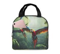 VOSERY Borsa per il pranzo, borsa termica per il pranzo, per donne e uomini, adulti, con pappagalli volanti nella giungla, borsa termica per il pranzo, a prova di perdite, riutilizzabile, grande