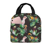 VOSERY Borsa per il pranzo, borsa termica per il pranzo, per donne e uomini, adulti, con simpatico pappagallo tucano e uccellino, borsa termica per il pranzo, a prova di perdite, riutilizzabile