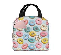 VOSERY Borsa per il pranzo, borsa termica per il pranzo, per donne e uomini, adulti, con stampa a ciambella macaron, borsa termica per il pranzo, a prova di perdite, riutilizzabile, grande capacità