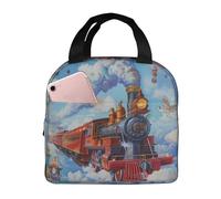 VOSERY Borsa per il pranzo, borsa termica per il pranzo, per donne e uomini, adulti, con treno dei cartoni animati, mongolfiera, borsa termica per il pranzo, a prova di perdite, riutilizzabile, grande
