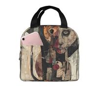VOSERY Borsa per il pranzo, borsa termica per il pranzo, per donne e uomini, adulti, con volti geometrici astratti, borsa termica per il pranzo, a prova di perdite, riutilizzabile, grande capacità