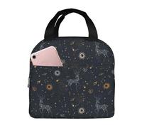 VOSERY Borsa per il pranzo, borsa termica per il pranzo, per donne e uomini, adulti, la Via Lattea, costellazione del sole, cervi, borsa termica per il pranzo, a prova di perdite, riutilizzabile