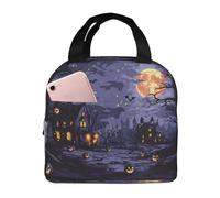VOSERY Borsa per il pranzo, borsa termica per il pranzo, per donne e uomini, adulti, misteriosa casa di Halloween, borsa termica per il pranzo, a prova di perdite, riutilizzabile, grande capacità, per