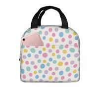 VOSERY Borsa per il pranzo, borsa termica per il pranzo, per donne e uomini, adulti, retro puntini, macchie, cerchio, isolata, a prova di perdite, riutilizzabile, grande capacità, per lavoro, ufficio
